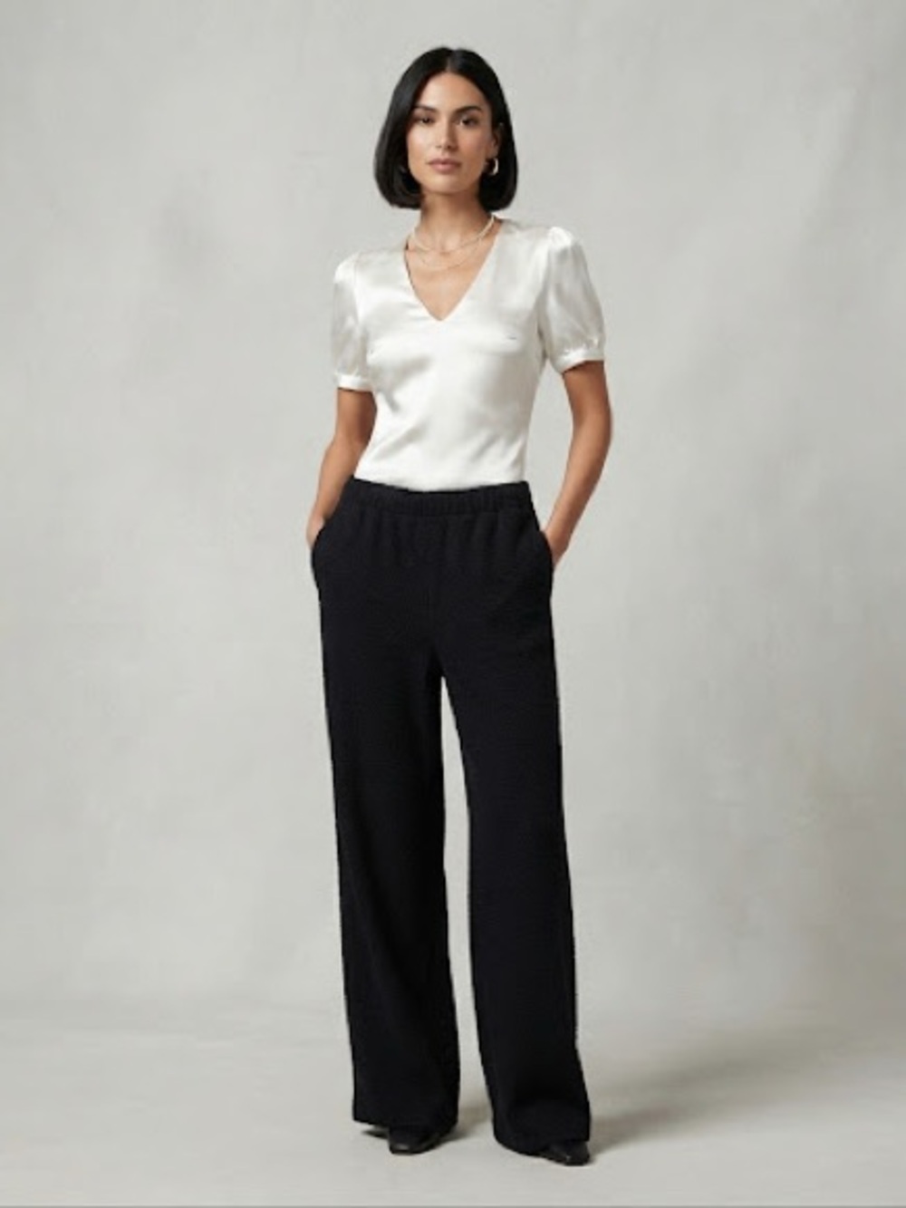 GLG Textured Black Wide Leg Pant